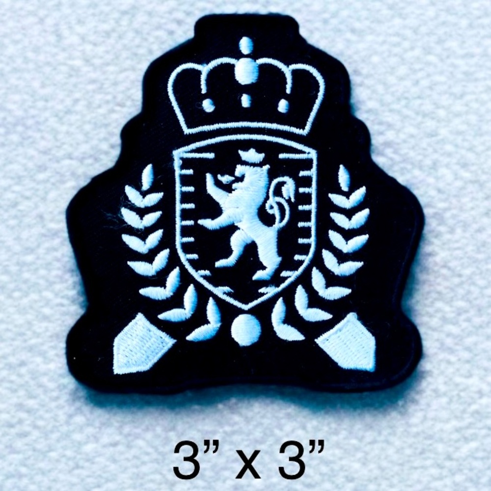 Patch: Rampant Lion Crown Laurel Crest Heraldry
